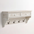Organiseur de rangement en bois mural suspendu, coloris blanc