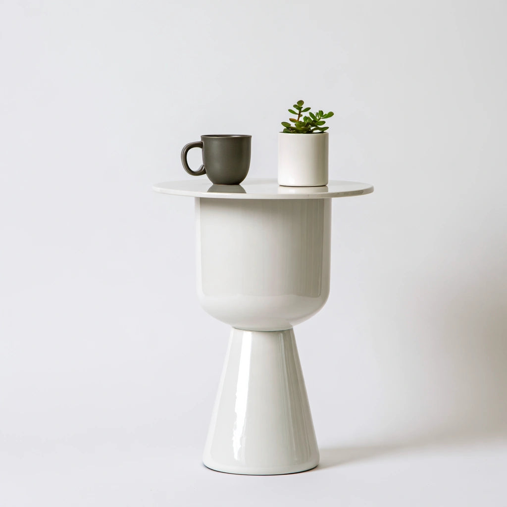 Table d'appoint en céramique, coloris blanc