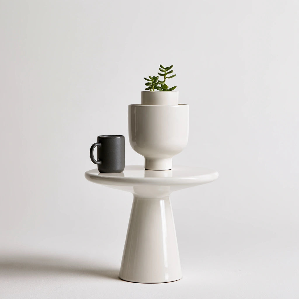 Table d'appoint en céramique, coloris blanc