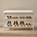 Banc à chaussures à niveaux en métal, coloris blanc