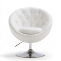 Fauteuil pivotant avec structure chromée, coloris argenté et blanc