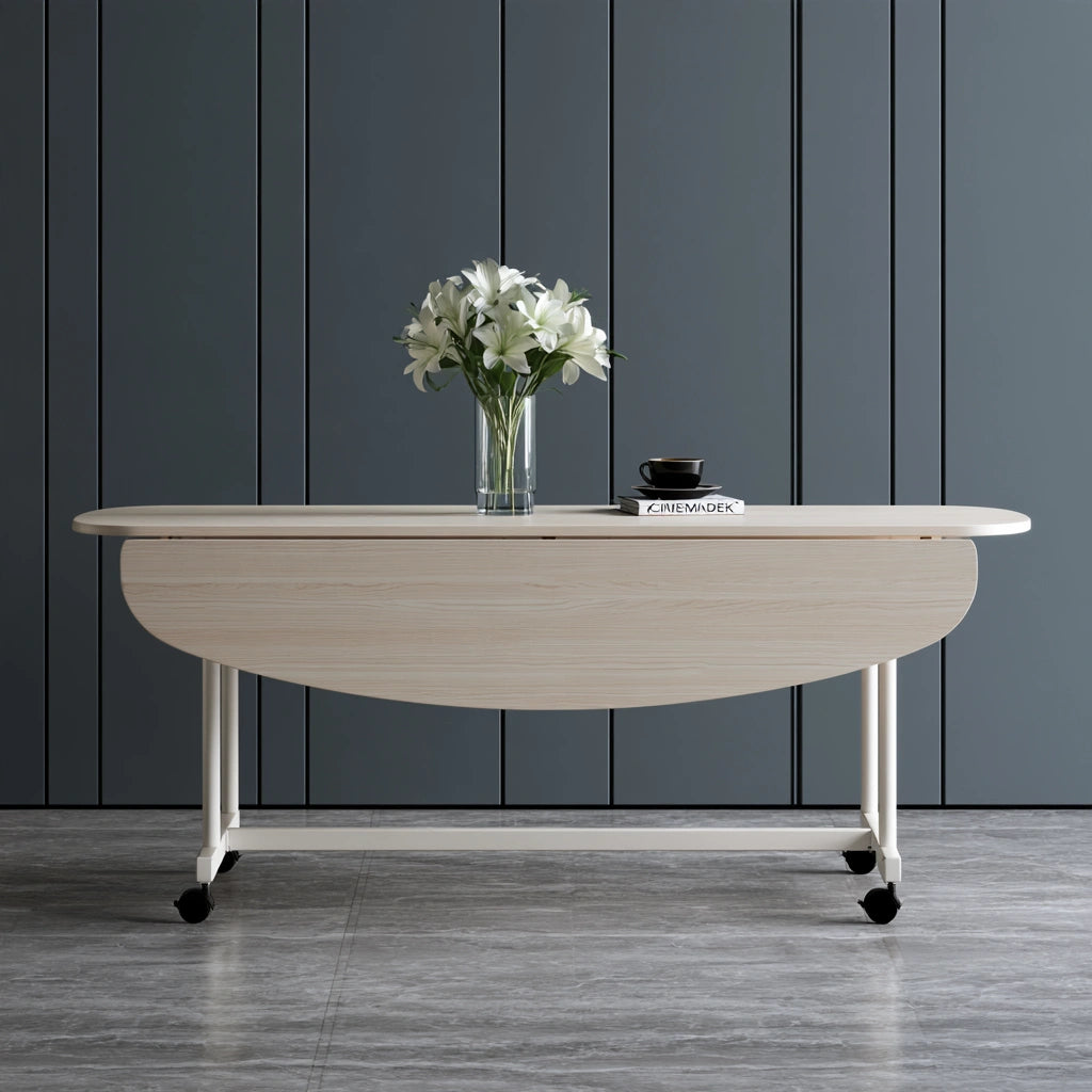 Table rabattable polyvalente en bois, coloris blanc