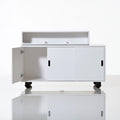 Tour de rangement sur roulettes en bois, coloris blanc