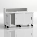 Tour de rangement sur roulettes en bois, coloris blanc