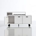 Tour de rangement sur roulettes en bois, coloris blanc