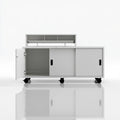Tour de rangement sur roulettes en bois, coloris blanc