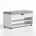 Banc à chaussures avec assise rembourrée en bois, coloris blanc