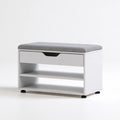 Banc à chaussures avec assise rembourrée en bois, coloris blanc