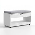 Banc à chaussures avec assise rembourrée en bois, coloris blanc