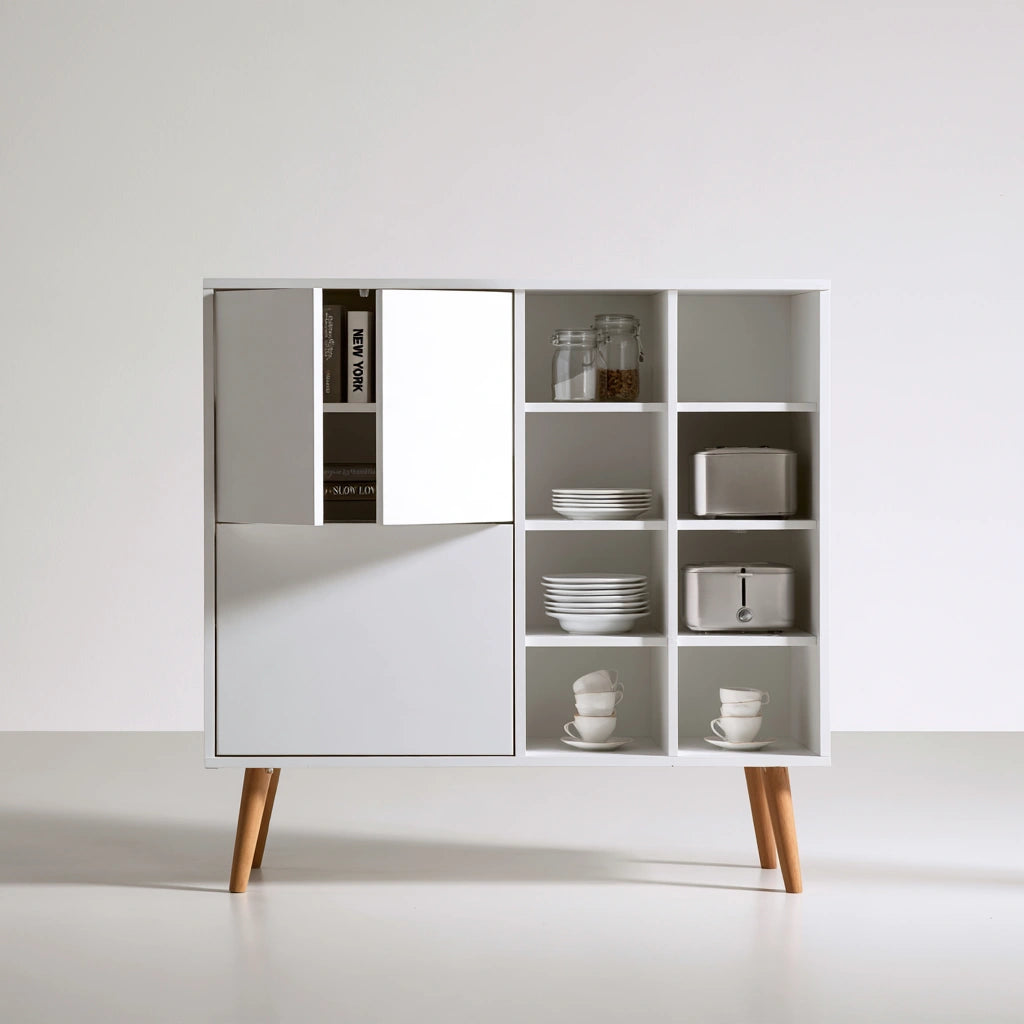 Meuble de rangement en bois, coloris blanc